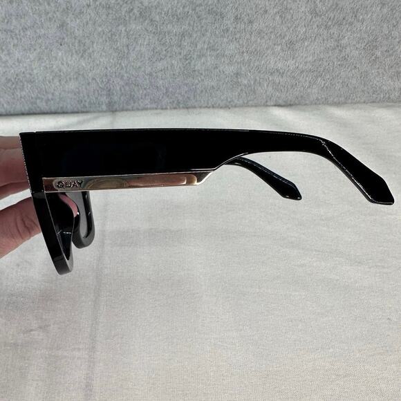 Quay By The Way Black Oversized Sunglasses cat Eye Silver Accent - Picture 6 of 9